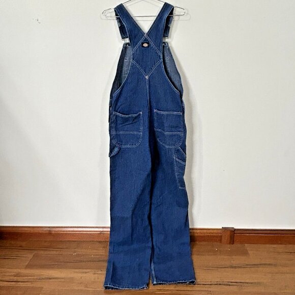 DICKIES Mens Bib Overalls 36x36 Medium Blue Denim Workwear 100% Cotton Carpenter - Picture 8 of 9